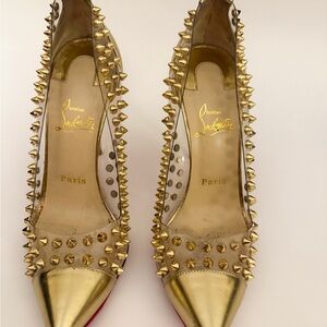 Christian Louboutin Gold Spiked Heels